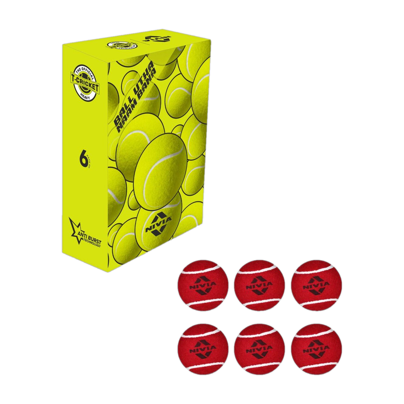 Nivia Heavy Weight Tennis Cricket Ball (Yellow, Pack of 6)