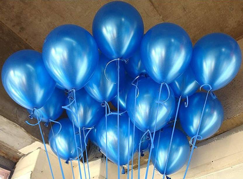 AirVibe Solid Blue Decorative Metallic Balloons Latex Balloons Balloon