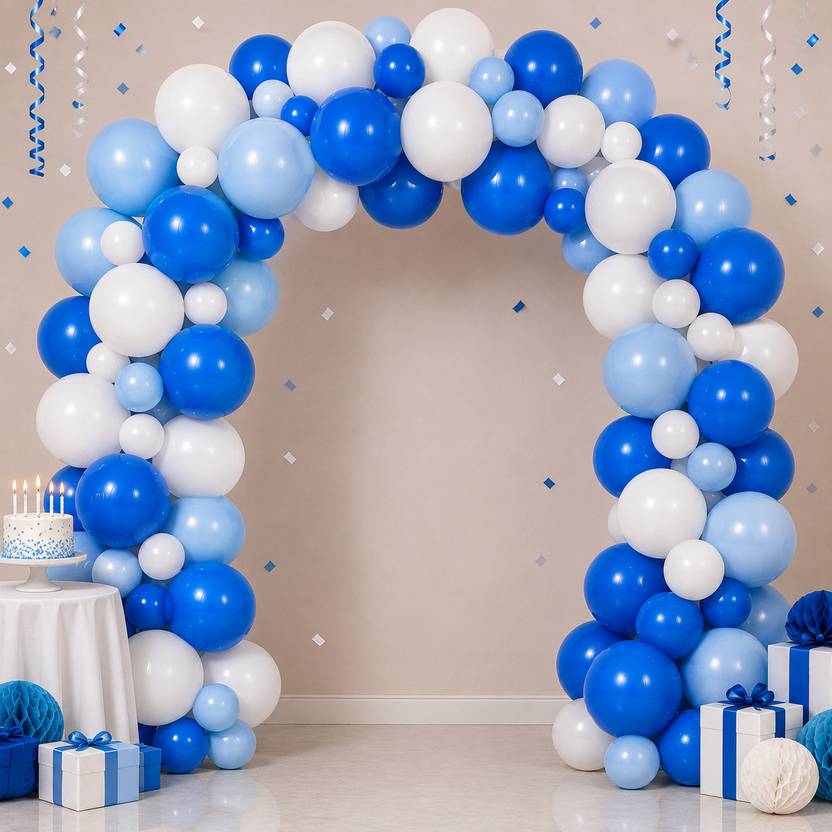 ANILOONS Solid Blue White Balloon Arch Kit for Birthday Party Decoration Garland Balloon