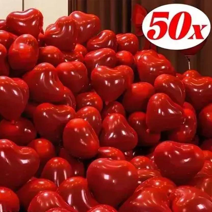 Seraphic Solid Party Decoration Red Heart Shape Balloons for Anniversary, Valentine, Marriage Balloon