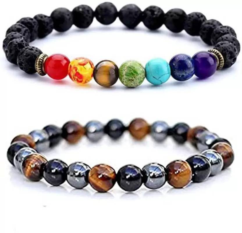 Stone Beads, Agate, Amber, Crystal, Turquoise, Quartz Bracelet  (Pack of 2)