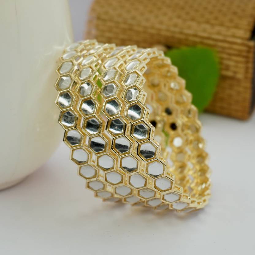 Panini Jewels Copper Beads, Crystal Gold-plated Bangle Set