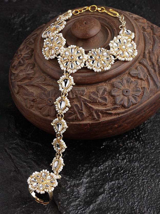 AVIKSHA CREATIONS Mother of Pearl Cubic Zirconia Goldplated Ring