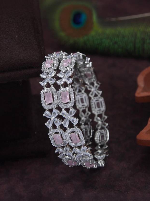 SGA FASHION Brass Cubic Zirconia, Diamond Bangle Set