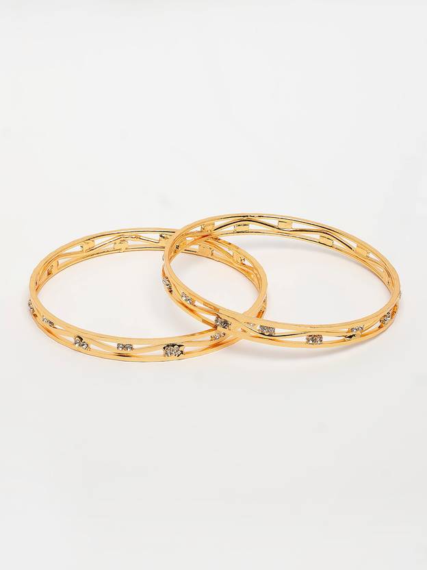 NVR Alloy Cubic Zirconia Gold-plated Bangle