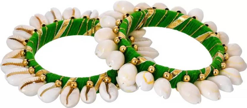 ACCESSORIZEME Shell Brass Bangle Set