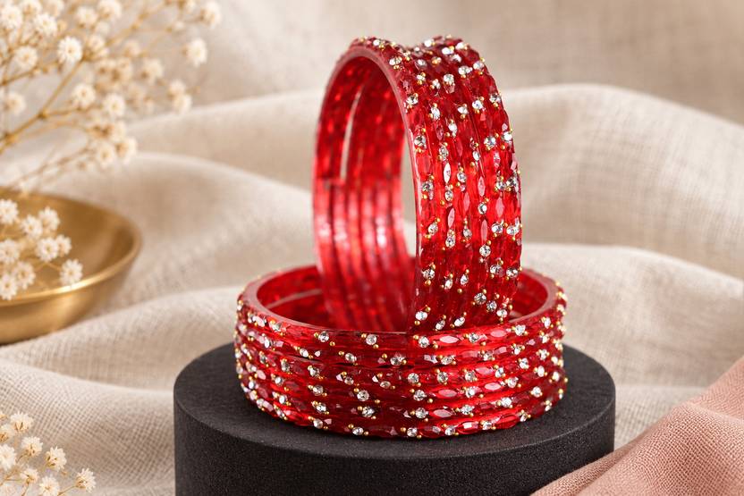 STYOLLO Glass Beads, Rhinestone Bangle Set