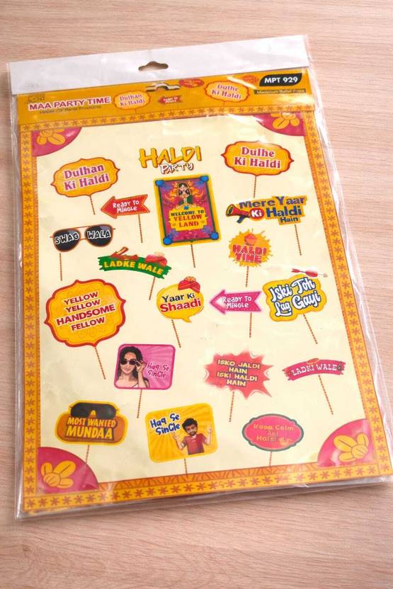 idlaHdflaH Wedding haldi photo booth set of18 Banner