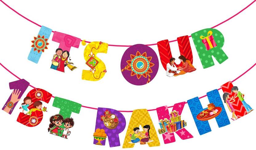 PARTYJOY Happy Raksha Bandhan Hanging Paper Banner Banner