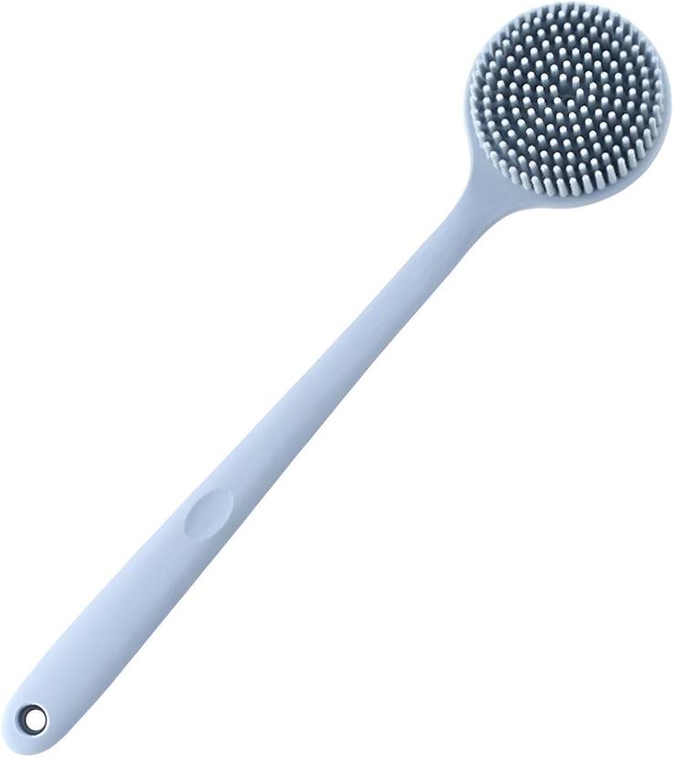 Glitzn Soft Silicone Back Scrubber Shower Bath Body Brush with Long Handle