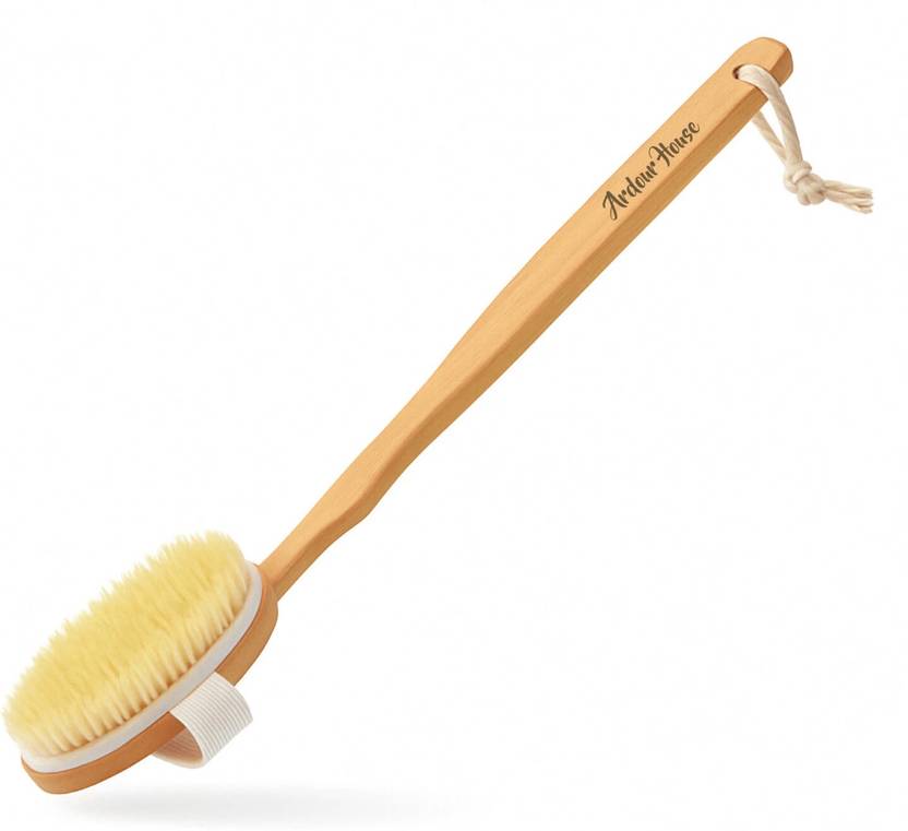 Ardour House 2-in-1 Wet & Dry Detachable Wooden Bath Brush with Long Handle