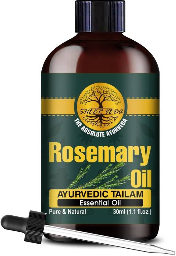 Sheer Veda Rosemary Essential Oil for hair growth and aromatherapy with glass dropper