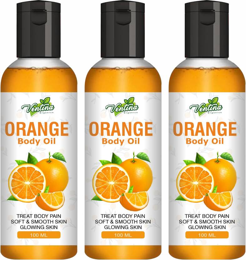 Ventina Organics Orange Body Oil For Skin Lightening, Rejuvenating Non-Sticky for Daily Use