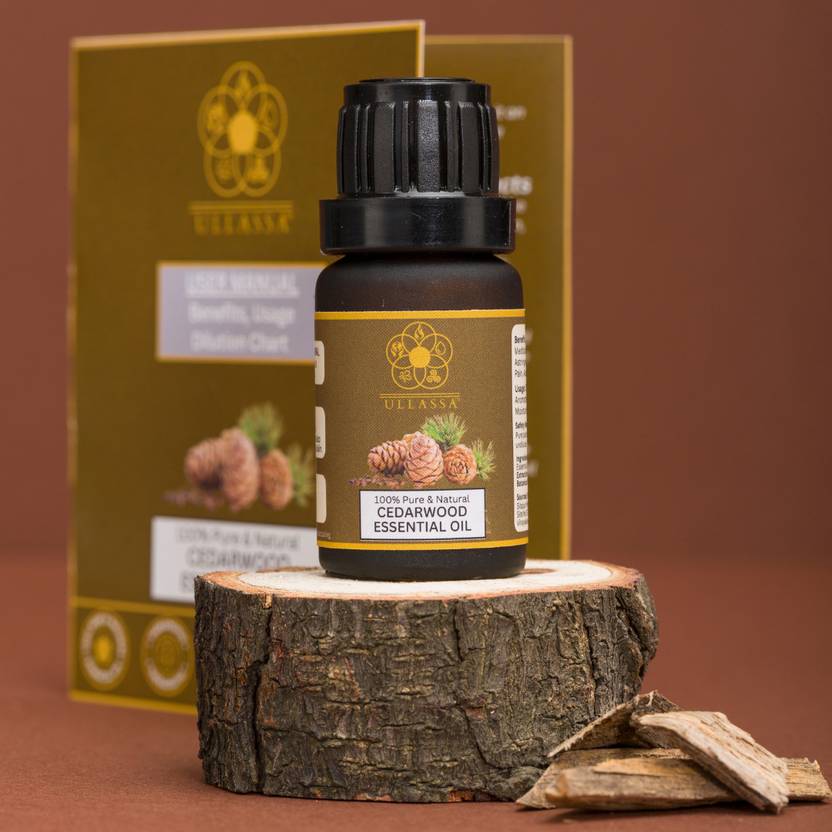 ULLASSA Cedarwood Essential Oil For Hair Growth, Acne, Stress Relief & Insect Repellent