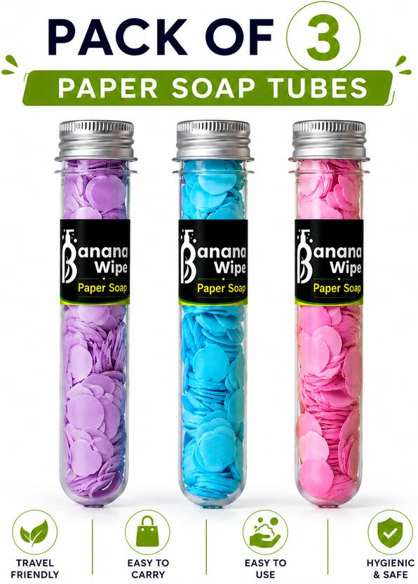 Banana Wipe Amazing Travel Handy Paper Soap Pack 3