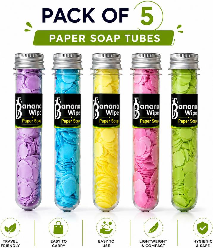 Banana Wipe Amazing Travel Handy Paper Soap Pack 5