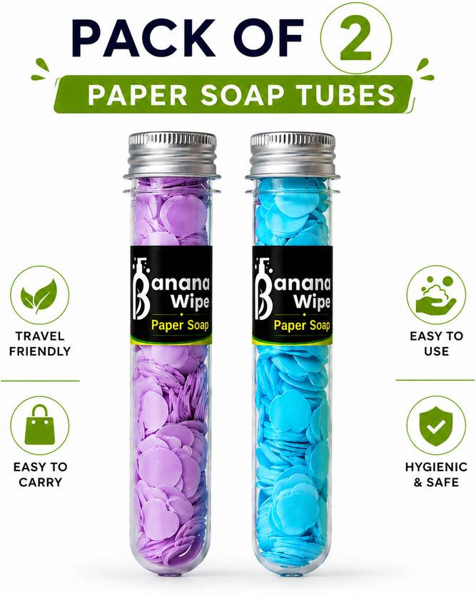 Banana Wipe Amazing Travel Handy Paper Soap Pack 2