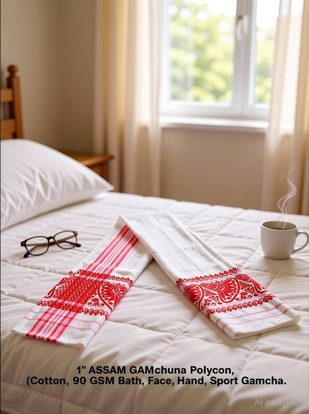 ASSAM GAMCHA Polycotton, Cotton 90 GSM Bath, Face, Hand, Sport Gamcha