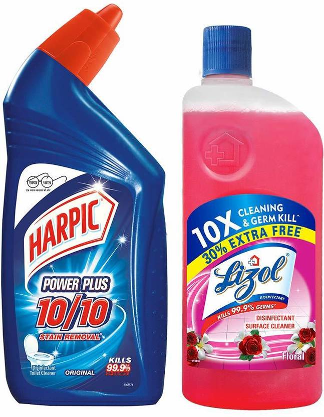 Harpic Toilet Cleaner Liquid, Original 500ml and Lizol Floor Cleaner