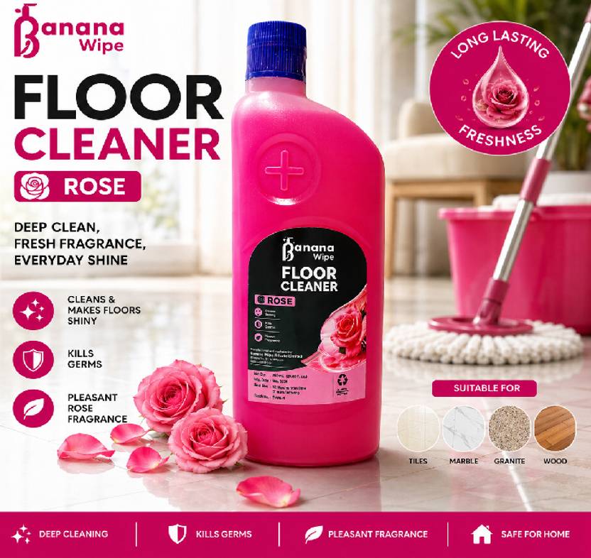 Bananawipe Household Floor Cleaner Liquid with Pleasant Fragrance Rose