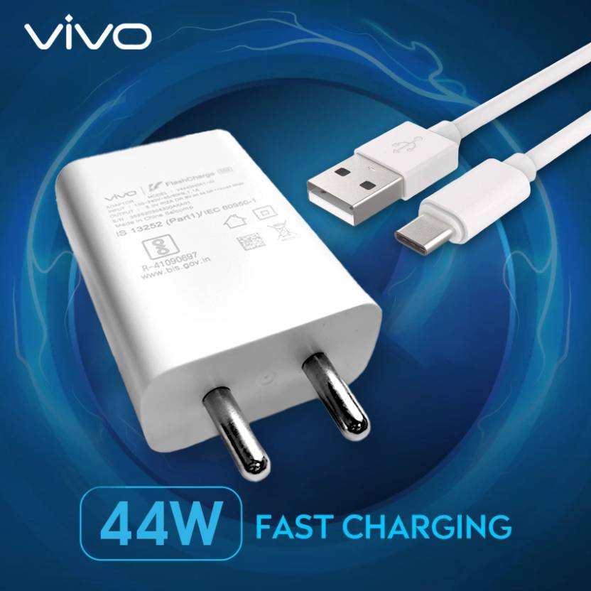 vivo 44 W SuperVOOC 4 A Wall Charger for Mobile with Detachable Cable ...