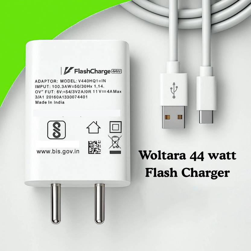 WOLTARA 44 W Dash 3.6 A Wall Charger for Mobile with Detachable Cable