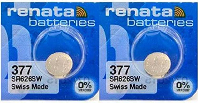 Piles Renata 377 SR626SW - Lot De 2 - 1,55V Argenté - Fabriqué En Suisse