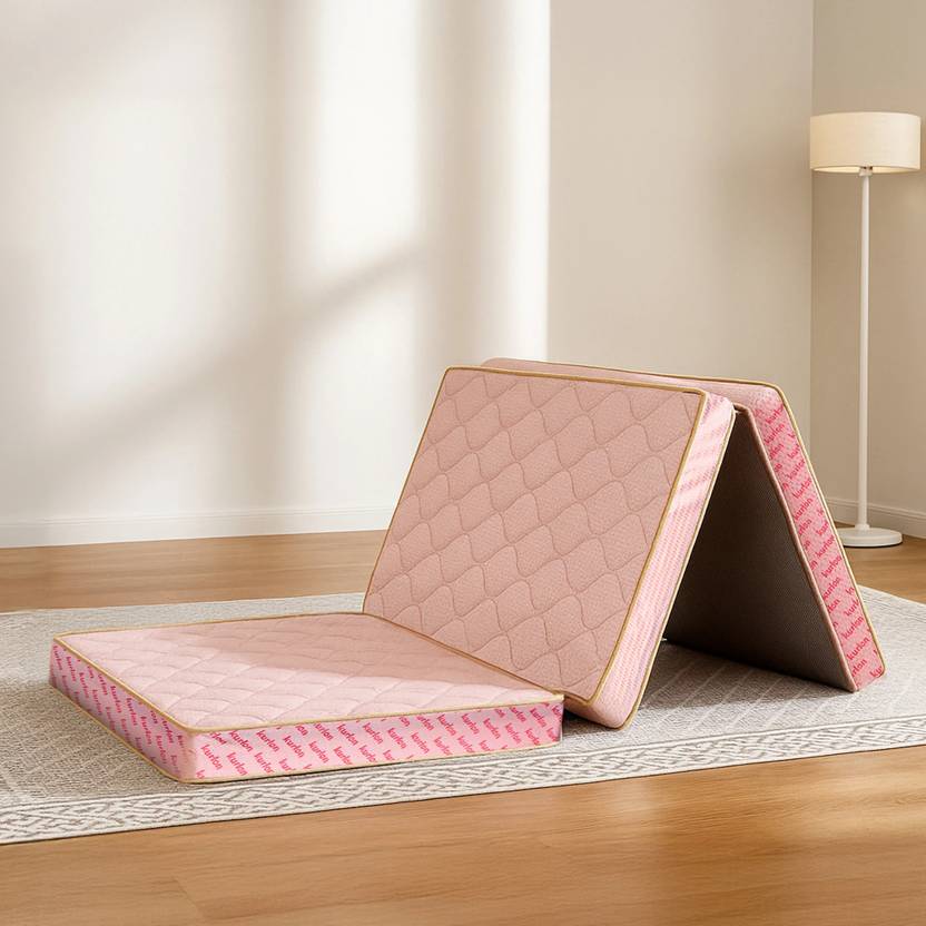 KURLON Aaram Tri-Fold, Medium Firm, Lightweight, Breathable, Portable, Compact Storage 3 inch Single Coir Mattress