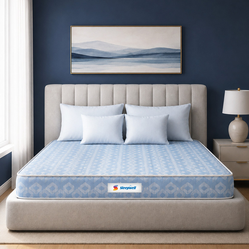 Sleepwell Orthopedic, Medium Firm Spine Support, Resitec VPF Core, Neem Anti-Microbial 8 inch King Memory Foam Mattress (L x W: 75 inch x 72 inch)