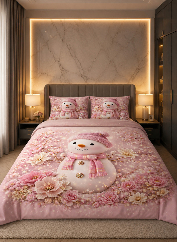 Pink Snowman bedsheet