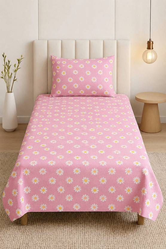 TINDLER KNOTS Cotton, Microfiber Single Flat 210 TC Printed 1 Summer Bedsheet