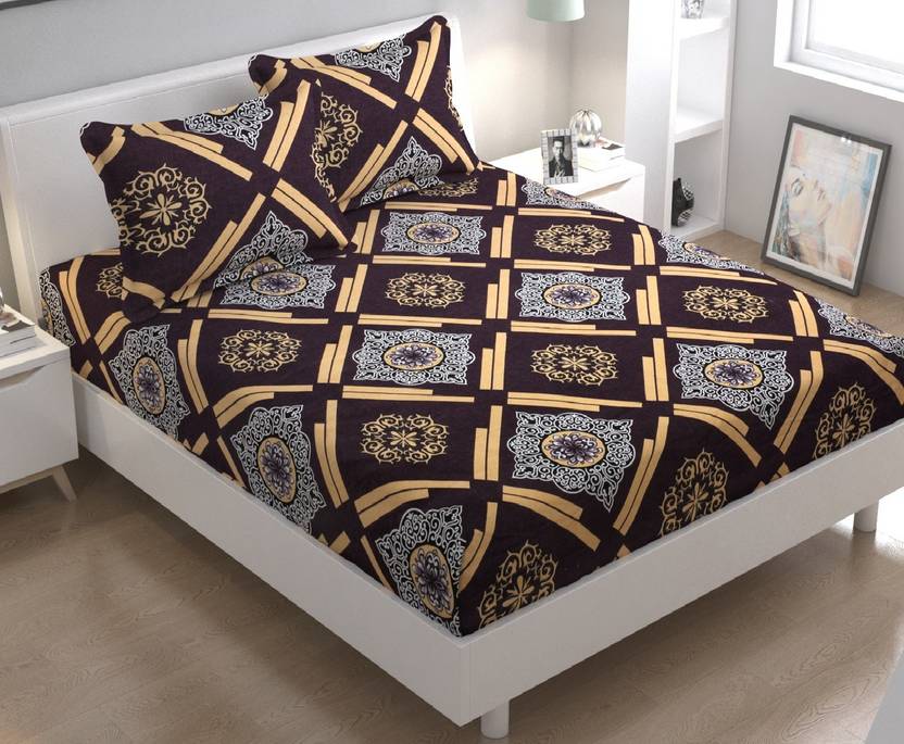 Loof Klapper Microfiber Double Flat 140 TC 3D Printed 1 Bedsheet with 2 Pillow Covers