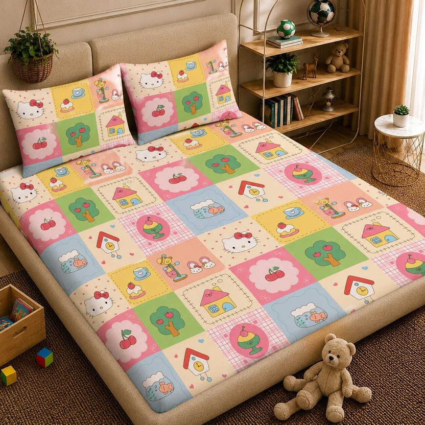 Multicolour Cartoon bedsheet