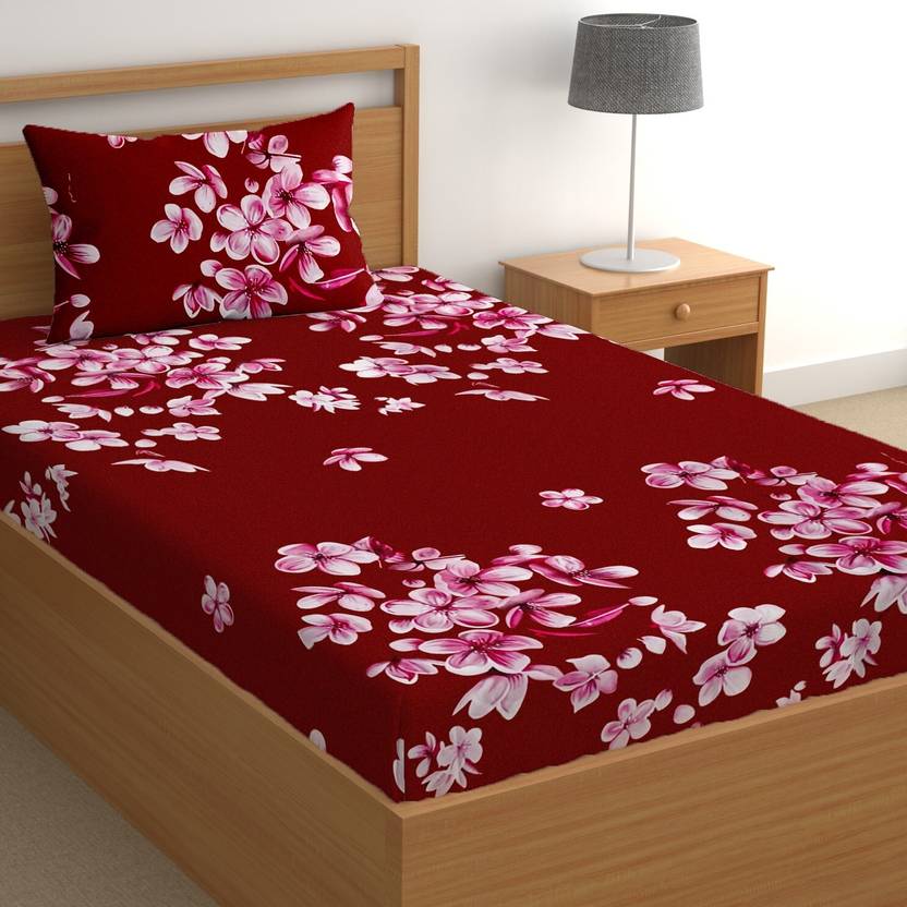 CG Homes Cotton Single Flat 180 TC Floral 1 Bedsheet