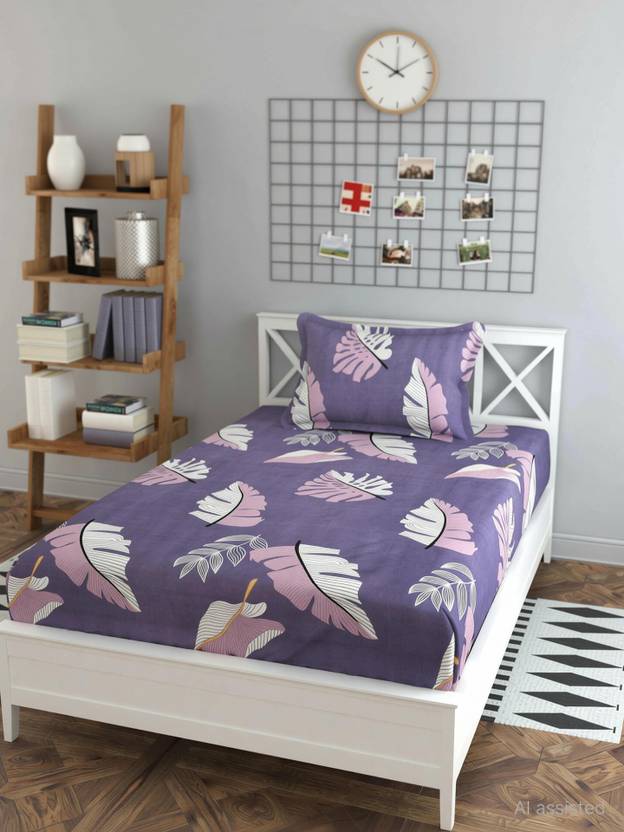 BLUEDOT Cotton Single Flat 200 TC Printed 1 Bedsheet