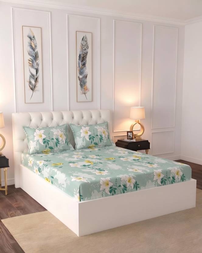 Raymond Home Microfiber Double Flat 110 TC Floral 1 Bedsheet