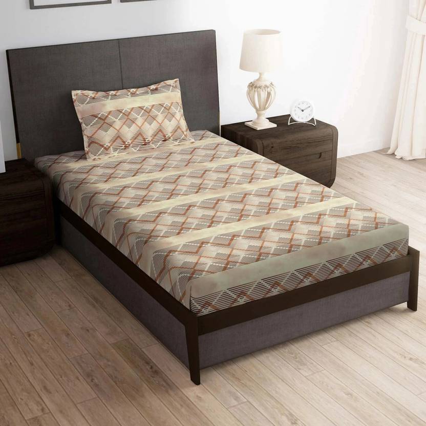 Story@home Microfiber Single Flat 180 TC Printed 1 Bedsheet with 2 Pillow Covers