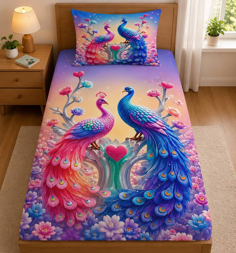 OLDENNA Cotton Single Flat 400 TC 3D Printed 1 Summer Bedsheet