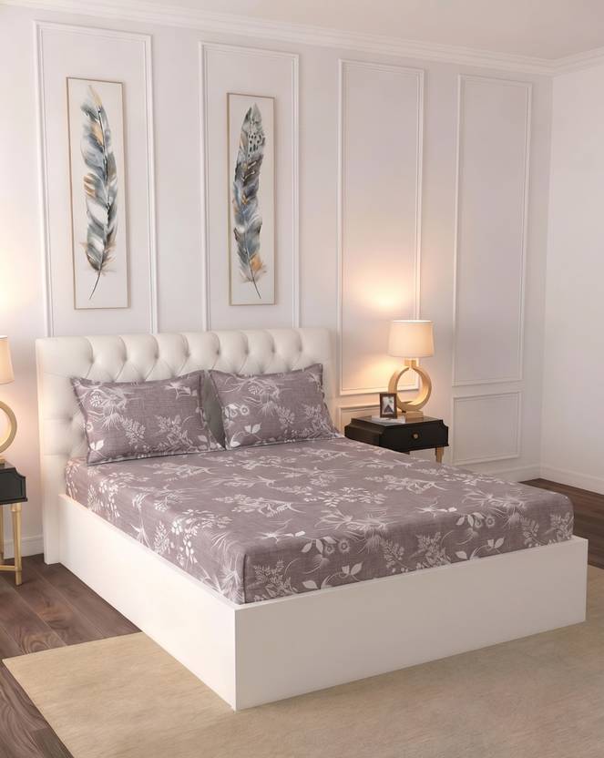Raymond Home Microfiber Double Flat 110 TC Floral 1 Bedsheet
