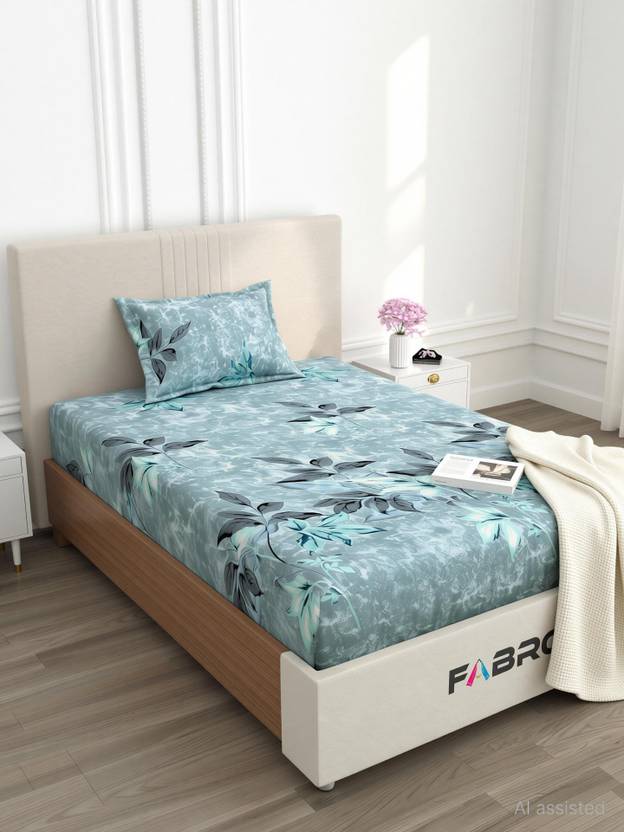 Fabroli Cotton Single Flat 300 TC Printed 1 Bedsheet