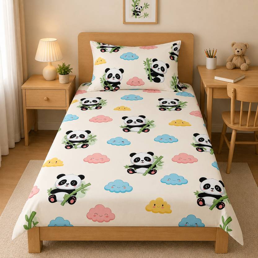 TINDLER KNOTS Cotton, Microfiber Single Flat 210 TC Printed 1 Summer Bedsheet