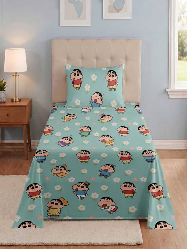 TINDLER KNOTS Cotton, Microfiber Single Flat 210 TC Printed 1 Summer Bedsheet