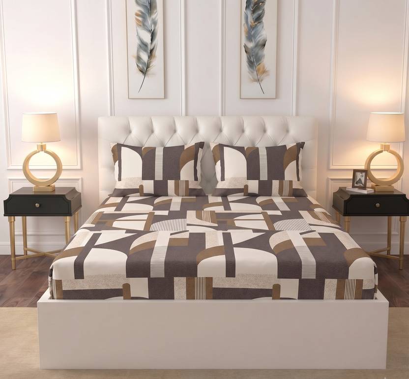 Raymond Home Microfiber Double Flat 110 TC Geometric 1 Bedsheet