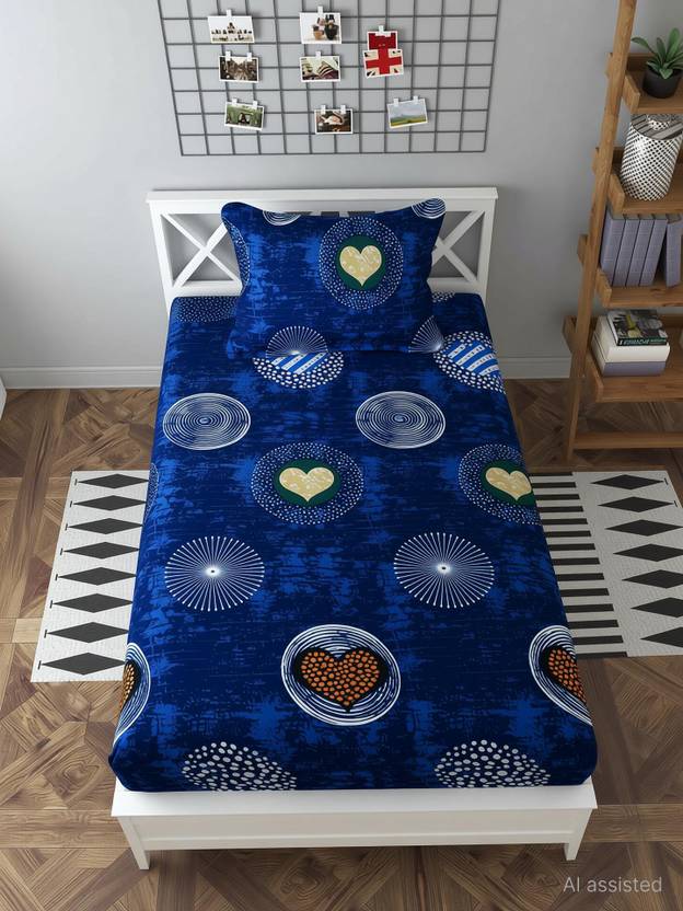 HOMYBEES Microfiber Single Flat 180 TC 3D Printed 1 Bedsheet