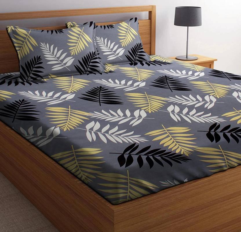 OLDENNA Cotton Double Flat 170 TC Printed 1 Bedsheet with 2 Pillow Covers