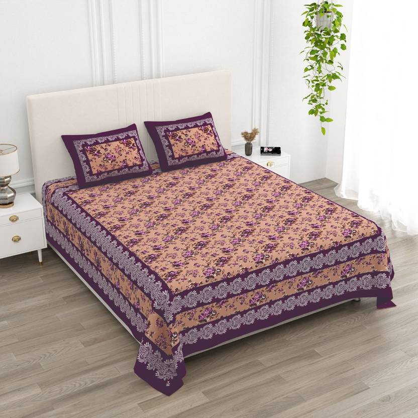 Chelsi Satin King Flat 310 TC Printed 1 Summer Bedsheet with 2 Pillow Covers