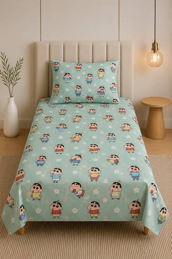 TINDLER KNOTS Cotton, Microfiber Single Flat 210 TC Printed 1 Summer Bedsheet