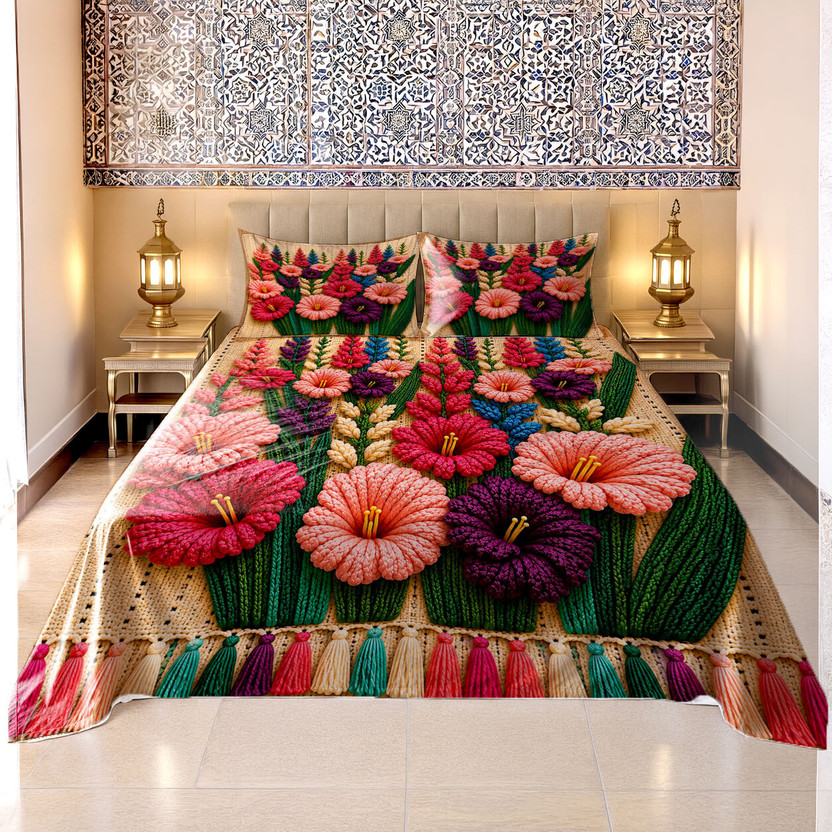Khosiya Cream Floral bedsheet