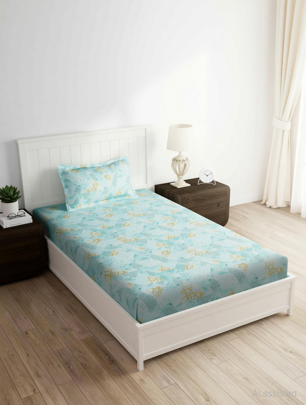 Click to enlarge Story@home Microfiber Single Flat 160 TC Printed 1 Bedsheet with 2 Pillow Covers -