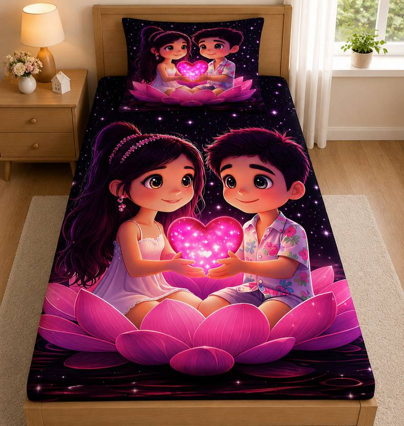 OLDENNA Cotton Single Flat 400 TC 3D Printed 1 Summer Bedsheet